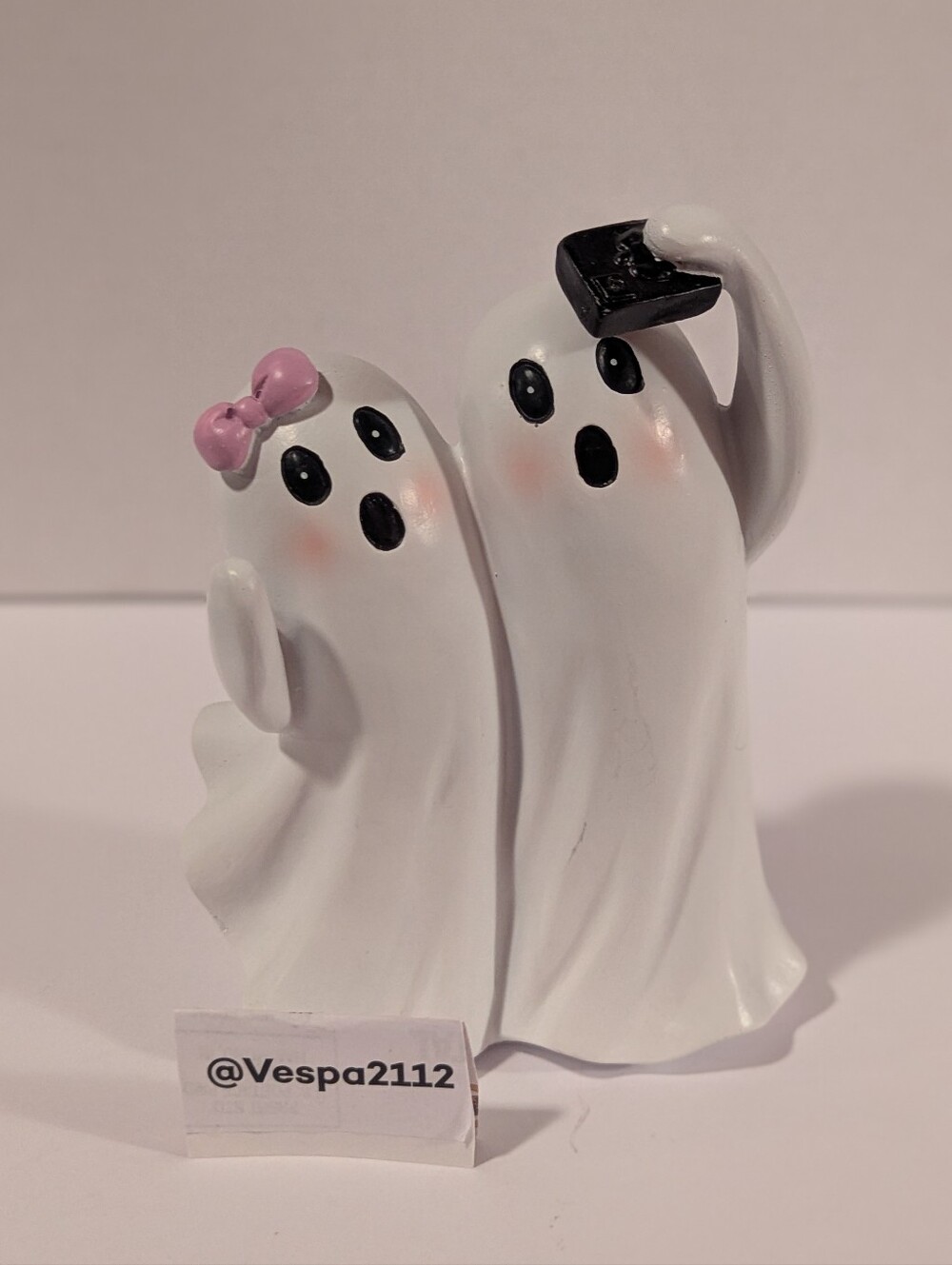 Summerween Ghost Couple Taking Selfie With Boo Figure Halloween Ghosts Camera